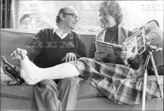 Mrs Morecombe from England with a classic plaster walking cast incorporating rubber into rounded base of cast.